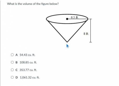 What is the volume of the figure down below?