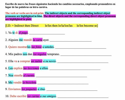 Direct Object Pronoun Practice