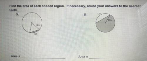 Find the are of each shaded region. Round the answer to the nearest tenth. NO LINKS!