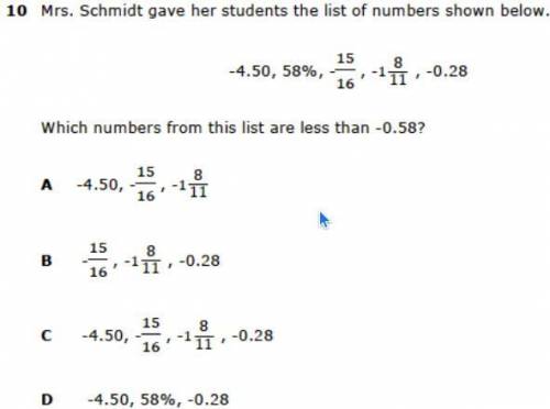 Mrs. Schmidt gave her students the list of numbers shown below.