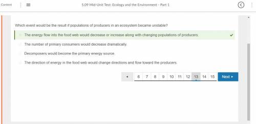 Which event would be the result if populations of producers in an ecosystem became unstable?

The