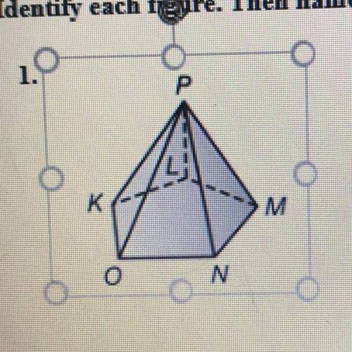 Identify the figure then name the bases faces edges and vertices