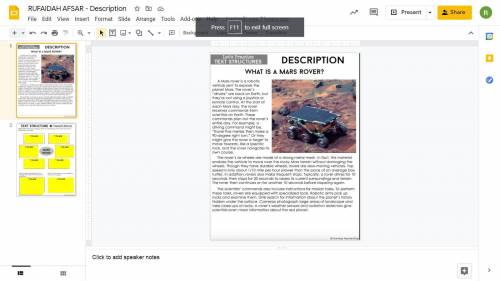 Another passage of Text Structure! ^w^

DIRECTIONS: Read the Passage What is Mars Rover. Fill i