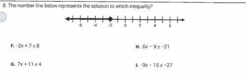 8. The number line below represents the solution to which inequality? How do I do this question?