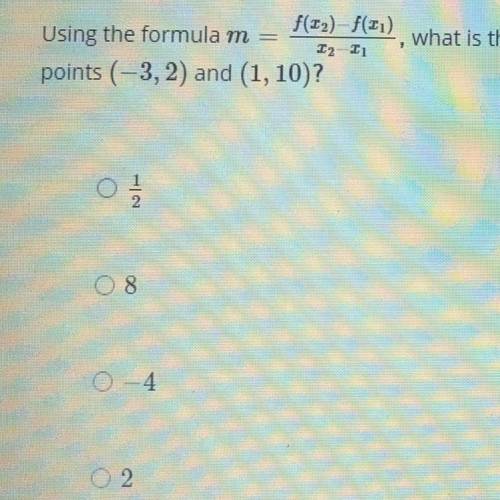 Using the formula m= f(x2) - f(x1)/x2 - x1, what is the rate of change for the linear function that