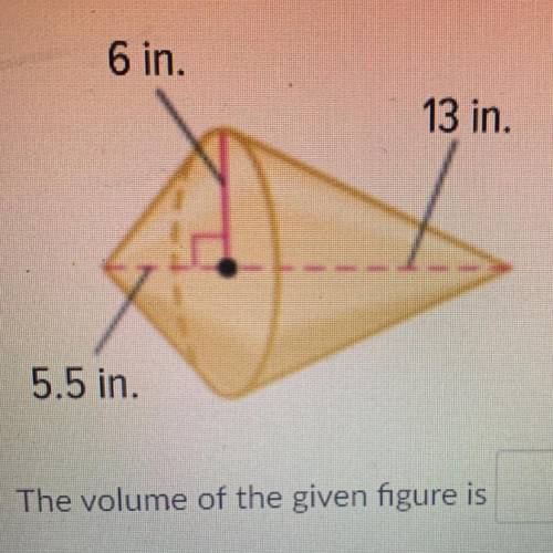 PLS HELP!!!
WHAT IS THE VOLUME OF THE GIVEN FIGURE