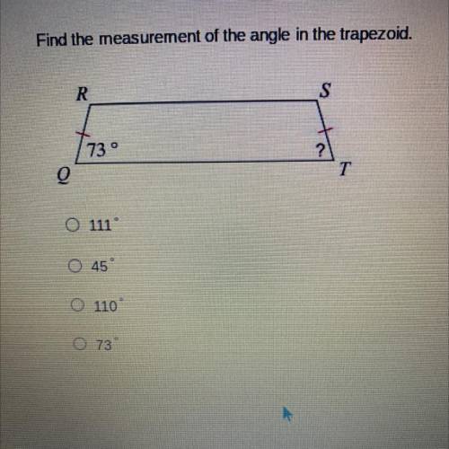 Find the measurement of the angle in the trapezoid
