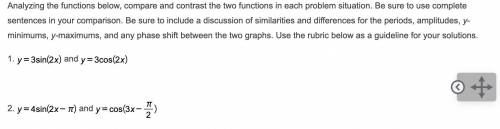 Analyzing the functions below, compare and contrast the two functions in each problem situation. Be
