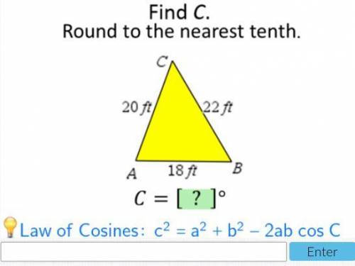 Find C. Round to the nearest tenth.

I'm having trouble with this problem because my scientific ca