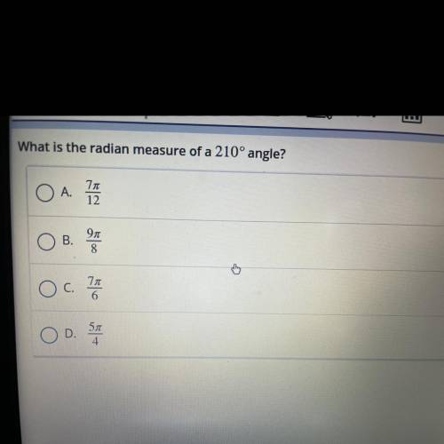 What is the radian measure of 210 angle