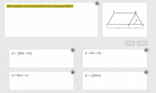 Which equation can be used to find the area of trapezoid PQRT?