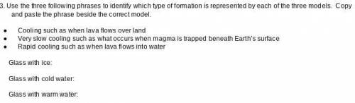 Use the three following phrases to identify which type of formation is represented by each of the t