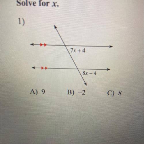 Solve for x. (7x+4)+(8x-4)