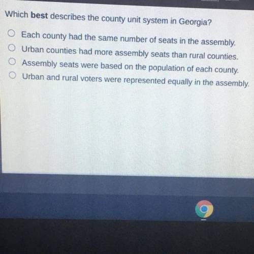Which best describes the county unit system in Georgia?

Each county had the same number of seats