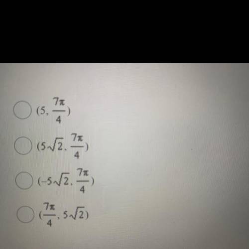 Find a pair of polar coordinates for the point with rectangular coordinates (5,-5)
