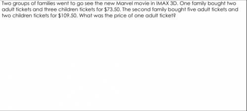 Two groups of families went to go see the new Marvel movie in IMAX 3D. One family bought two adult