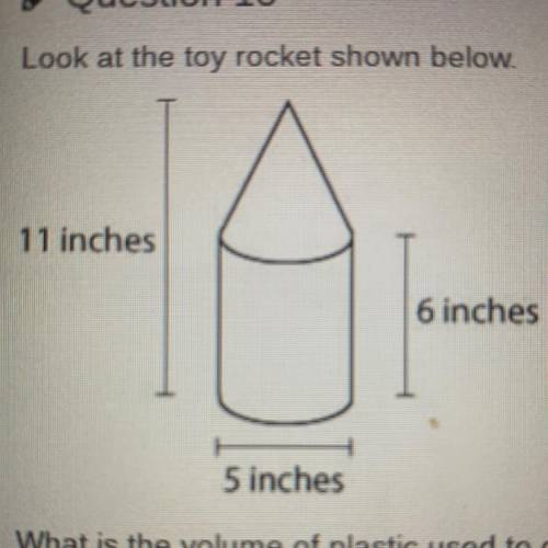 What is the volume of plastic used to construct the rocket if it is soild?