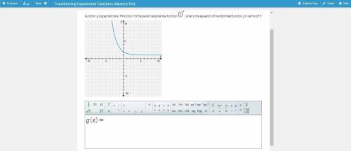 Enter the correct answer in the box.

Function g is graphed here. If function f is the parent expo