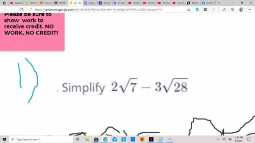 Simplify 2√7-3√28 simplify 2√40-3√10 (NO LINKS!) show work
