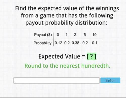 Find the expected value of the winnings from a game that has the following payout probability distr
