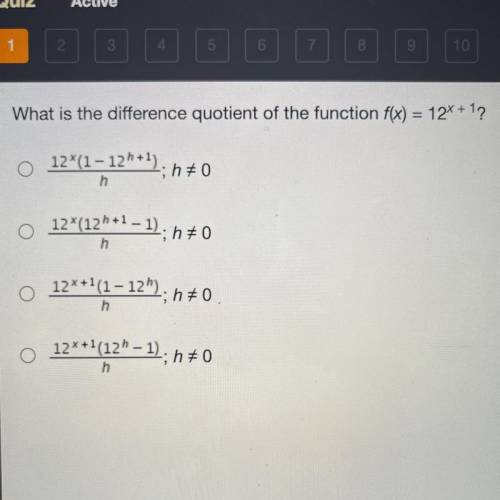 What is the difference quotient of the function f(x)=12^x+1 ?