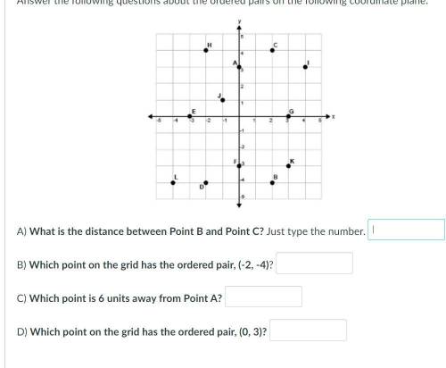 Answer the following questions about the ordered pairs on the following coordinate plane.

A) What
