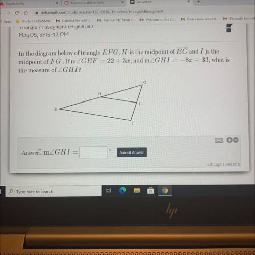 In the diagram below of triangle EFG, H is the midpoint of EG and is the midpoint of FG Jfm m angle
