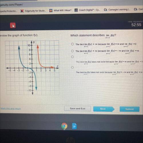Review the graph of function f(x) what statement describes