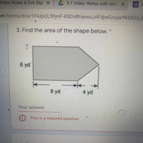 Find the area of the shape below. *
PLSS HELP