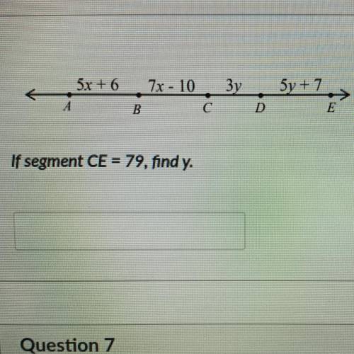 If segment CE = 79, find y