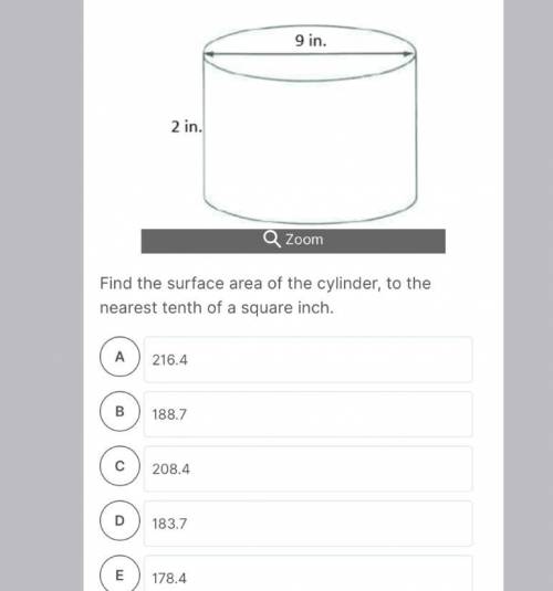 Find the surface area of the cylinder, to the nearest tenth of a square inch.
