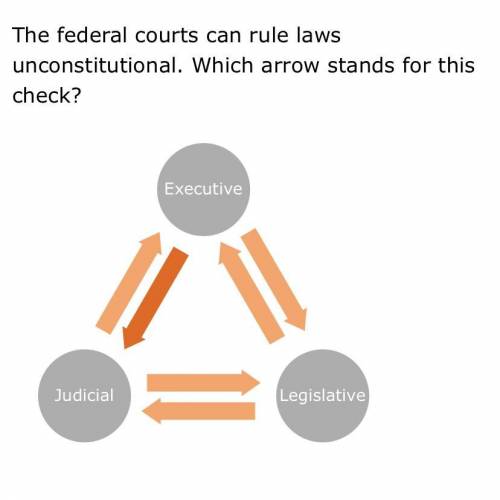 The federal courts can rule laws unconstitutional. which arrow stands for this check