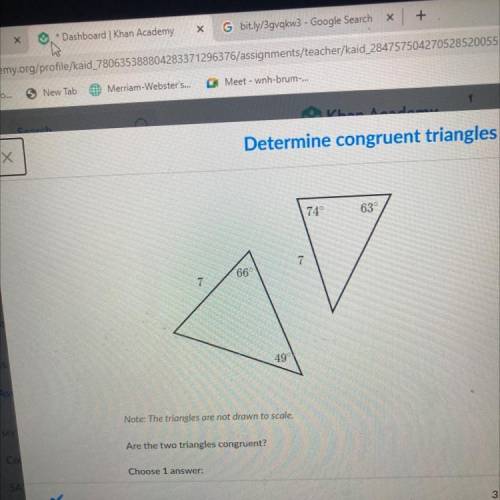 Consider the two triangles shown below Are these triangles congruent