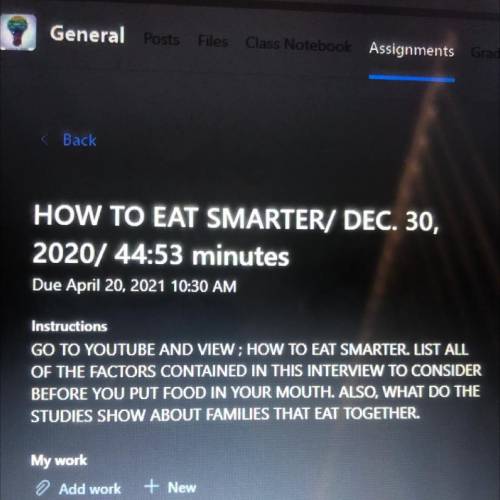 HOW TO EAT SMARTER. LIST ALL

OF THE FACTORS CONTAINED IN THIS INTERVIEW TO CONSIDER
BEFORE YOU PU
