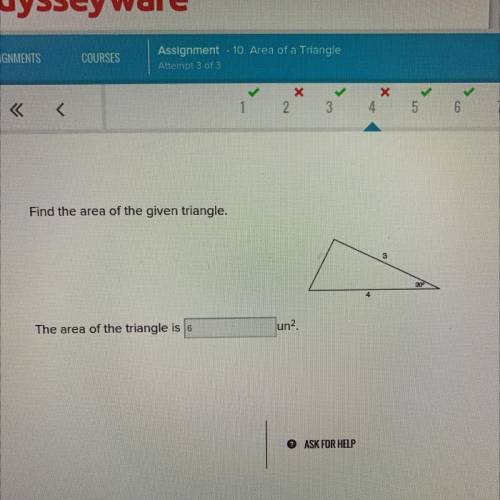 Find the area of the given triangle.