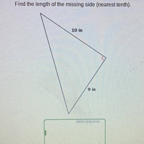 Find the length of the missing side (nearest tenth)