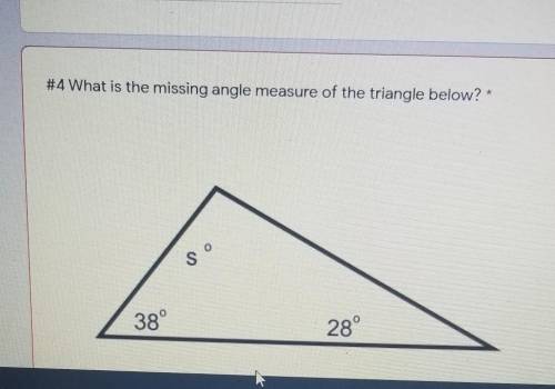 I NEED HELP PLEASE What is the missing angle measure of the triangle below? ​
