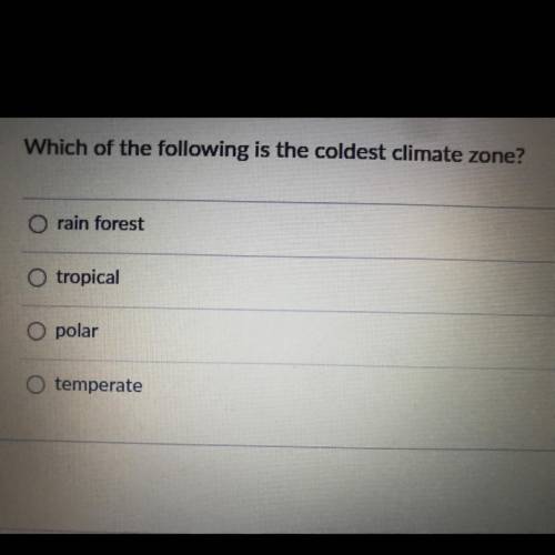 Which of the following is the coldest climate zone?