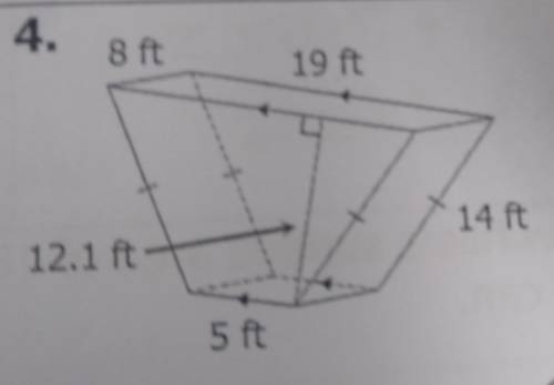 Find the surface area of a trapezoidal prism. ​