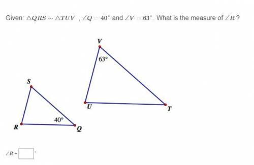 What is the measure of ∠R
