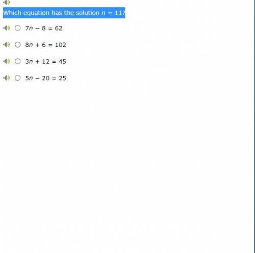 Which equation has the solution n = 11?