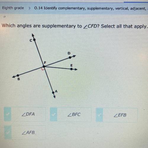 Which angles are supplementary to CFD? Select all that apply.