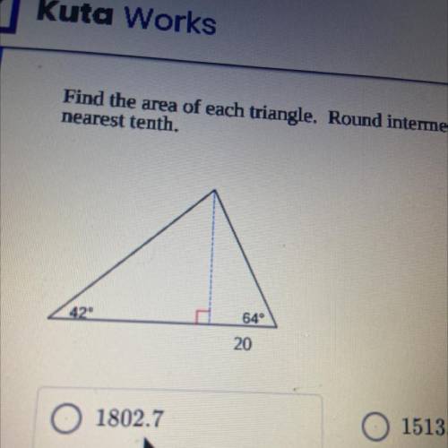 find the area of each triangle. round to the nearest tenth use the rounded values to calculate the
