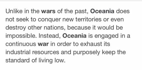 In George Orwell's 1984, why is Oceania always at war? What is the role of war in Oceania?