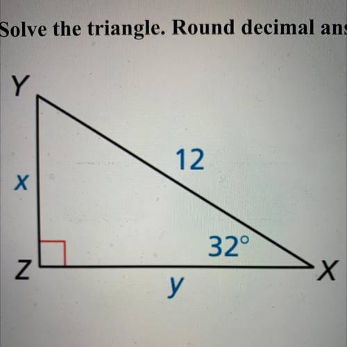 Solve the triangle. Round decimal answers to the nearest tenth. Step-by-step solution.
