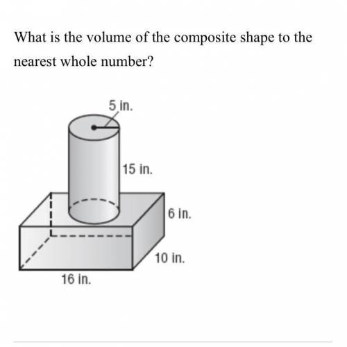 What is the volume of the composite shape to the nearest whole number? (Pls answer, due today!)

A