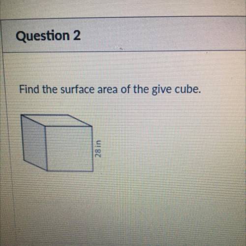 Find the surface area of the give cube.
28 in