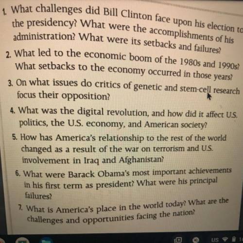 APUSH 1980-2000

Reflections Questions. 
I am doing this at the same time. But to those who will p