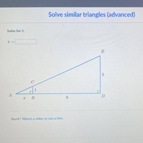 Solve Similar Triangles (advanced)
Solve for X.