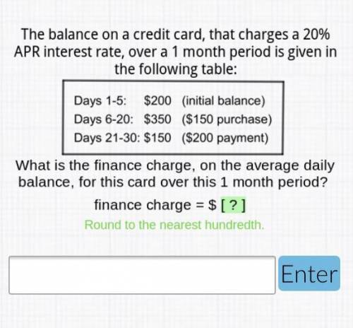 The balance on a credit card, that charges a 20%

APR interest rate, over a 1 month period is give